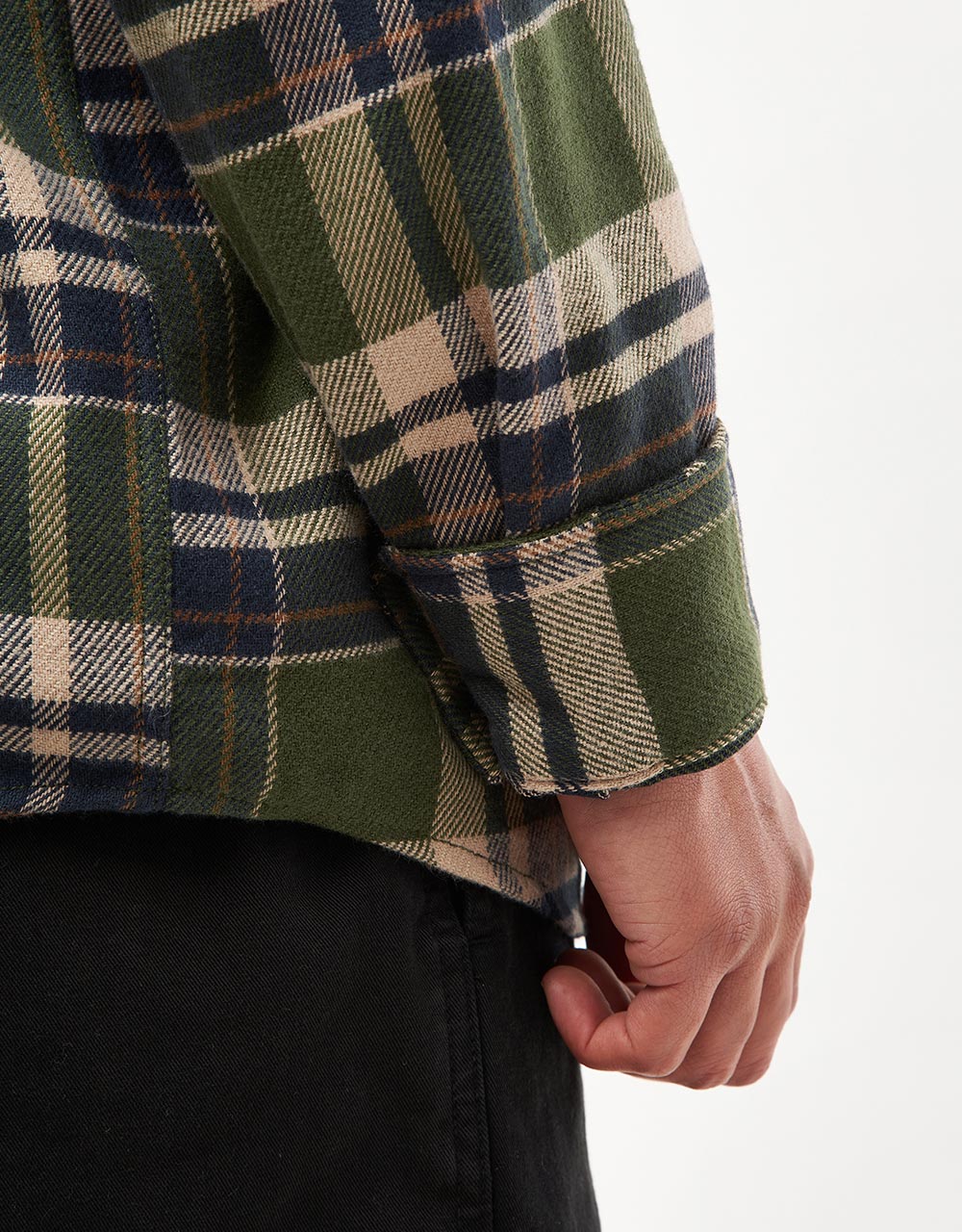 Brixton Bowery L/S Flannel Shirt - Cypress Green/Washed Navy/White