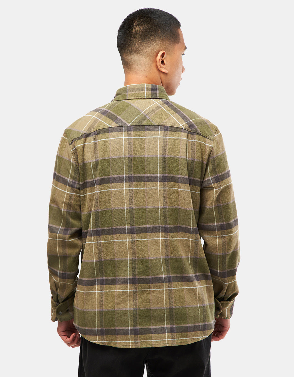 Brixton Bowery Water Resistant L/S Flannel Shirt - Dill/Olive Surplus/Washed Black