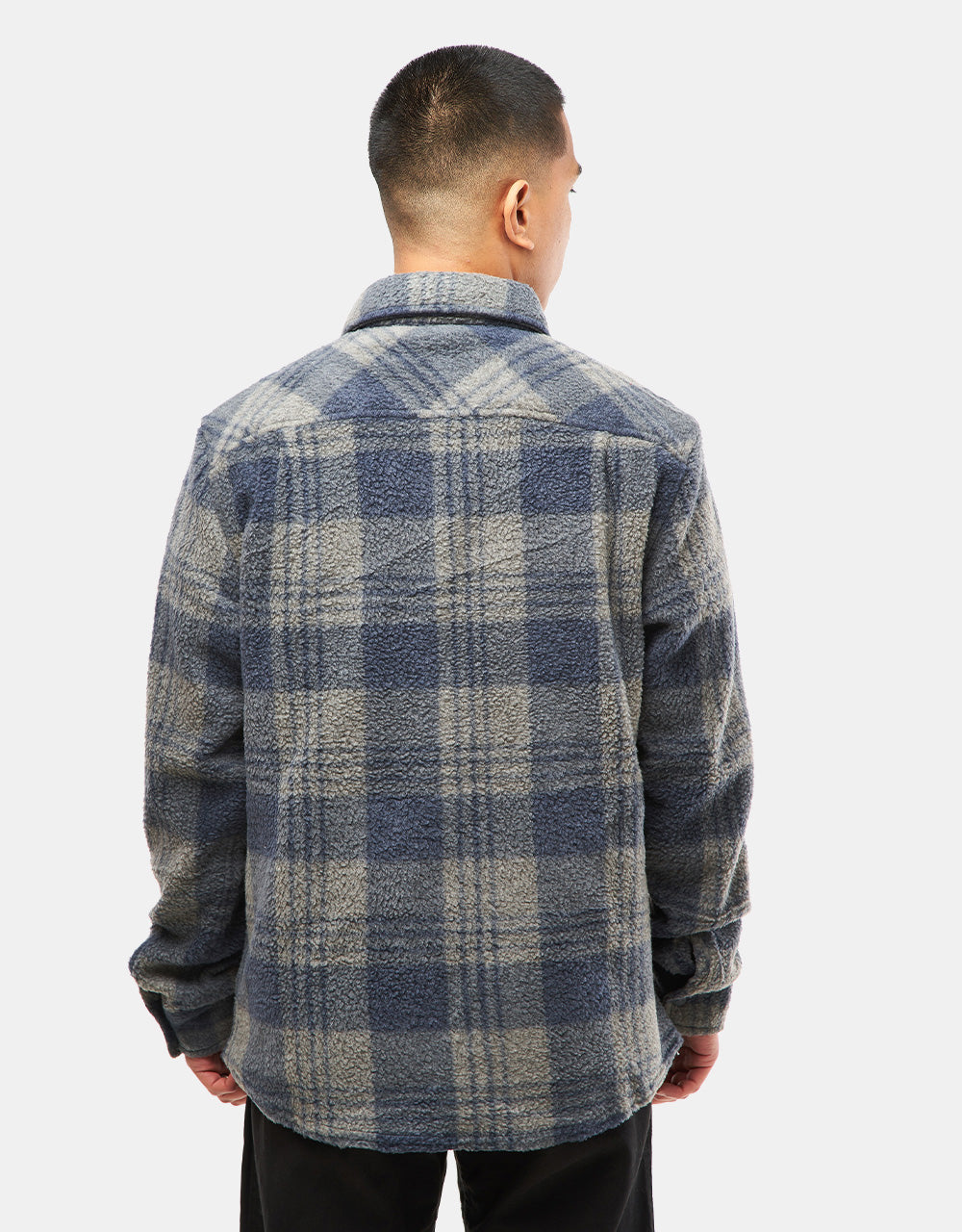 Brixton Bowery L/S Arctic Stretch Fleece Shirt - Washed Navy/Beige Plaid