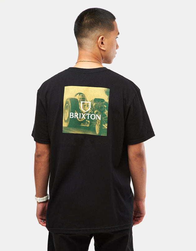 Camiseta Brixton Alpha Square - Negro/Verde ciprés/Amarillo atardecer