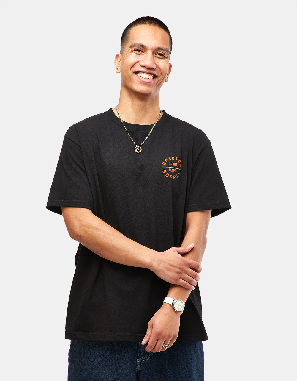 Brixton Oath V T-Shirt - Black/Rust/Sand