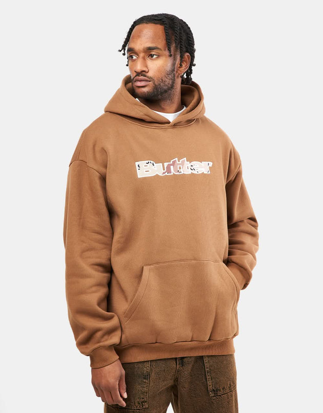 Butter Goods Logo Camo Applique Pullover Hoodie - Brown