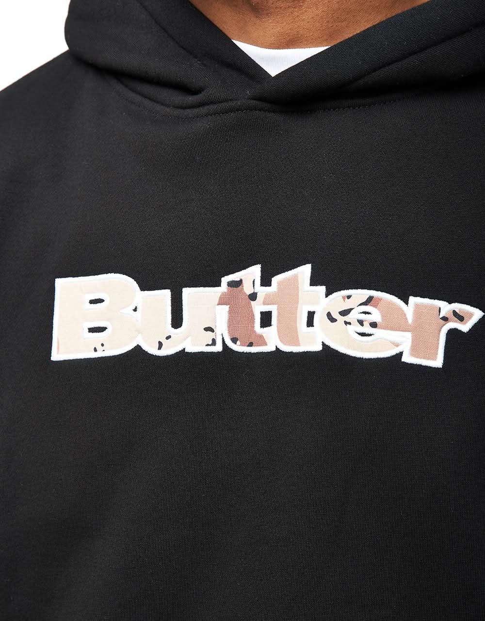 Felpa con cappuccio e pullover con applicazioni mimetiche con logo Butter Goods - Nera