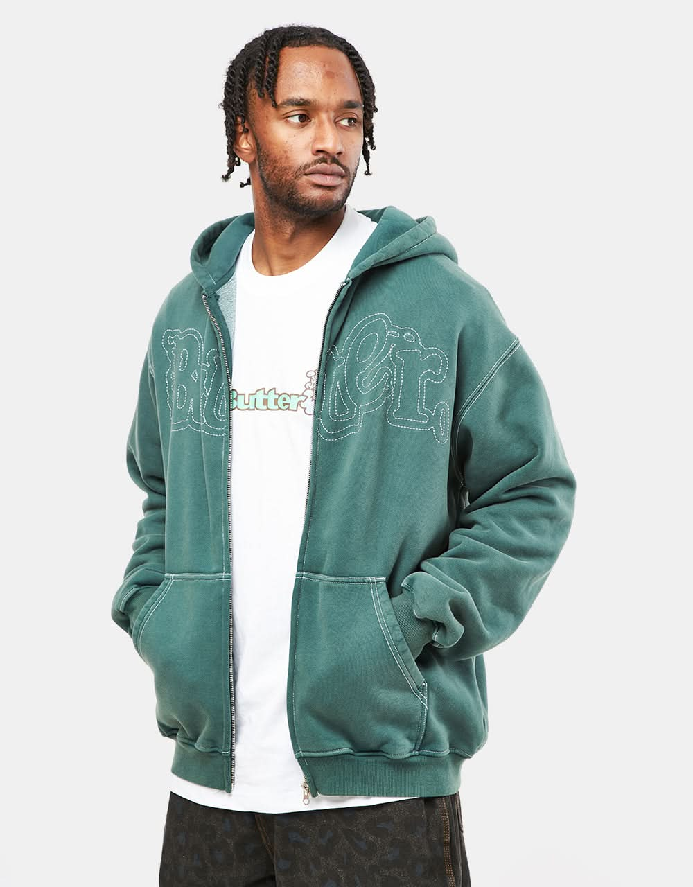 Butter Goods Breakdown Zip Hoodie - Washed Fern