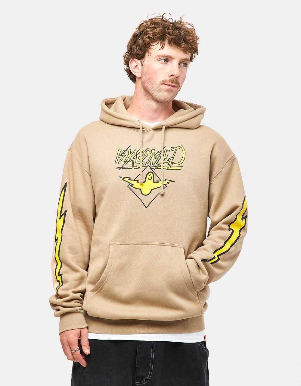 Sweat à capuche éclair Krooked Bird - Grès/Jaune