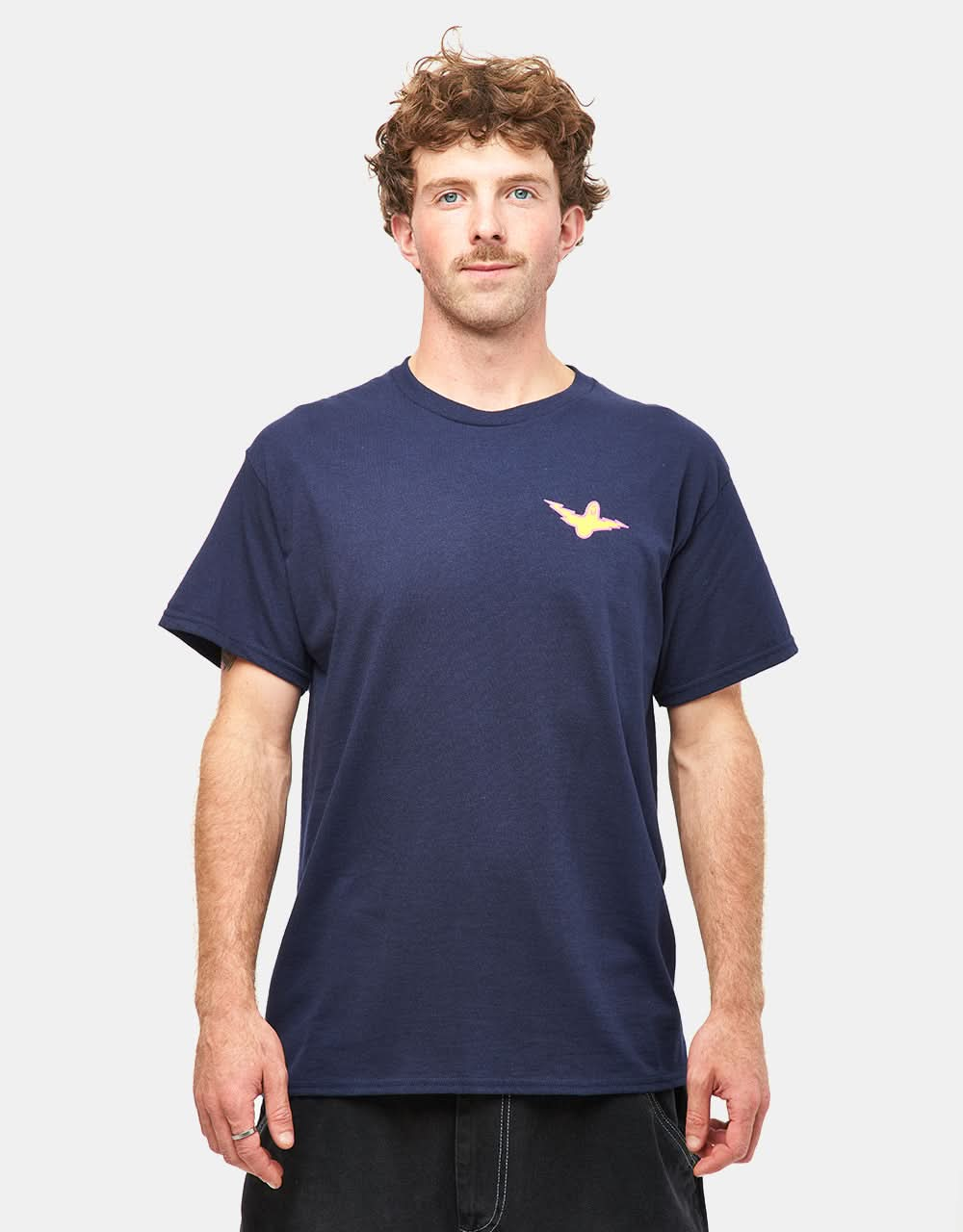 Krooked Bird Lightening T-Shirt - Navy/Yellow