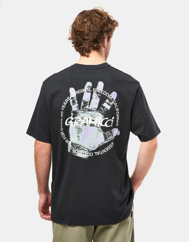 T-shirt organica Grammici Climber's Hand - Nera vintage