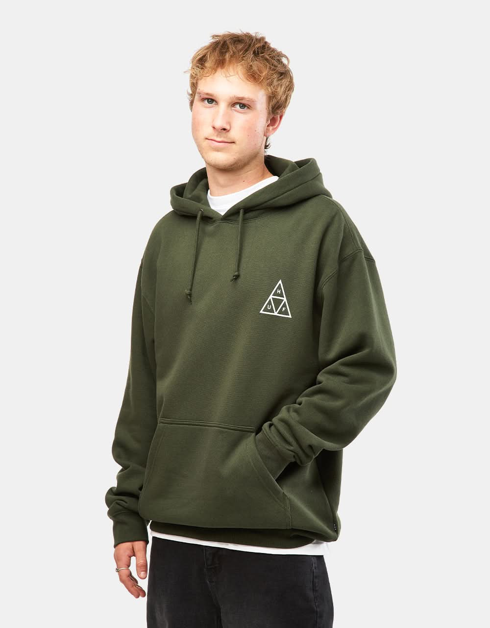 HUF Sweat à capuche triple triangle - Vert chasseur