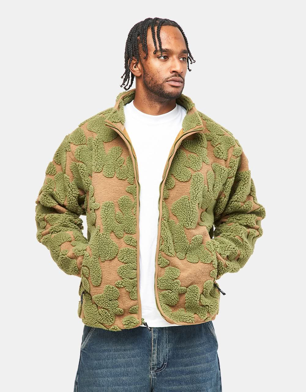 HUF Abstract High Pile Jacuard Fleece - Mud