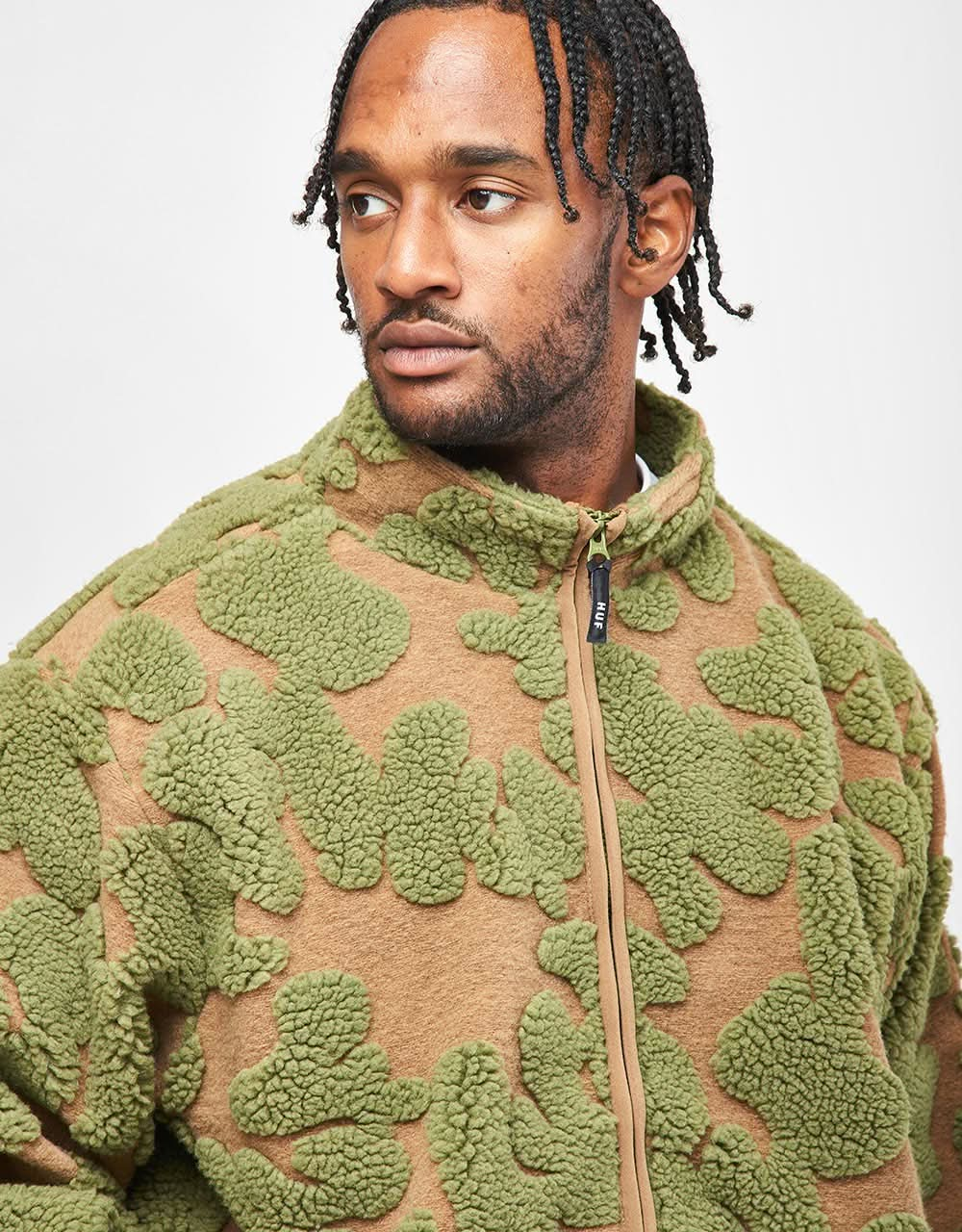 HUF Abstract High Pile Jacuard Fleece - Mud