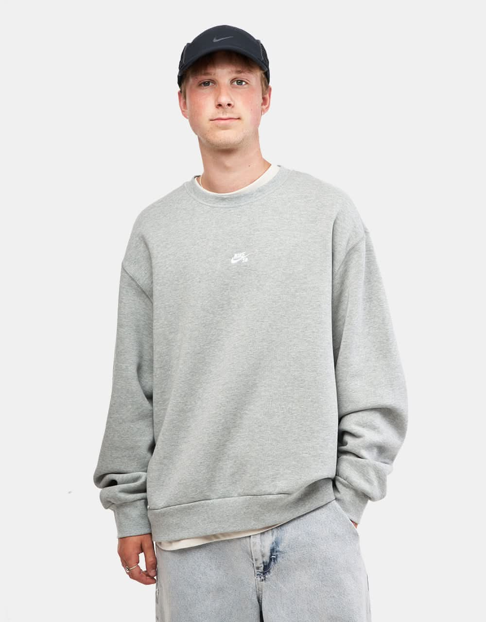 Nike SB Essential Logo Crew - Dark Grey Heather/White