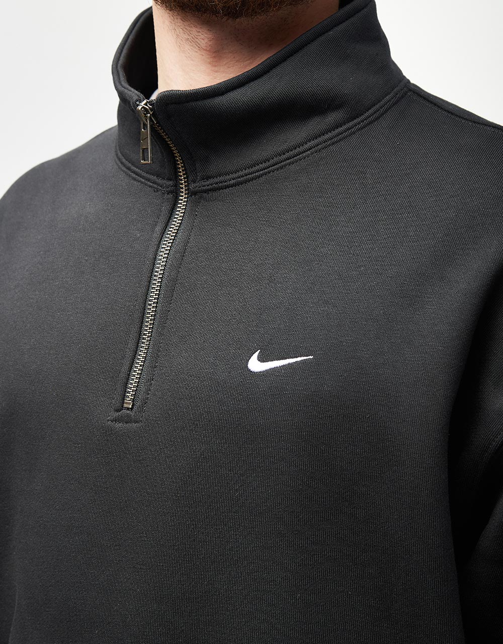 Nike Solo Swoosh 1/4 Zip Fleece - Black/White