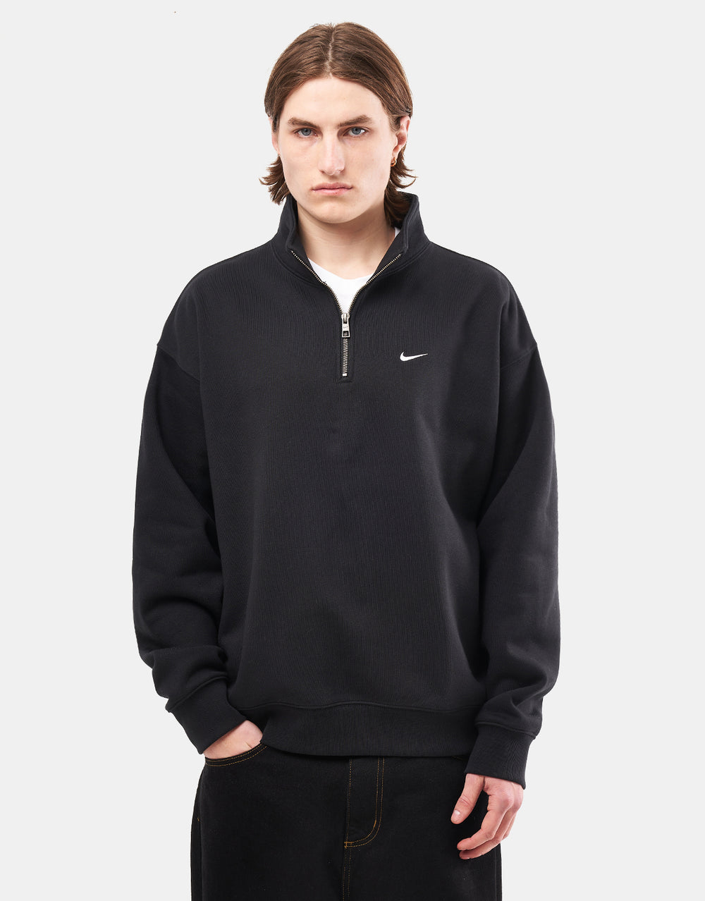 Nike Solo Swoosh 1/4 Zip Fleece - Black/White