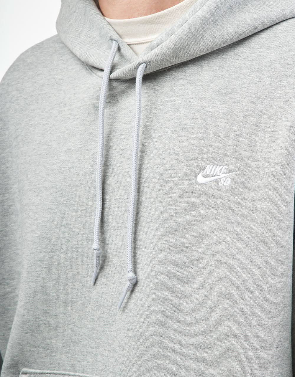 Nike SB Essential Logo Pullover Hoodie - Dark Grey Heather/White