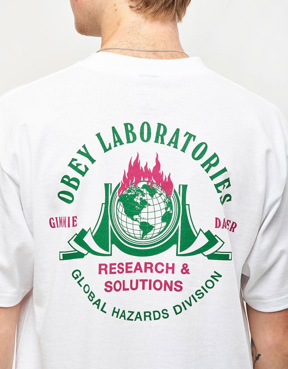 Camiseta Obey Laboratorios - Blanco