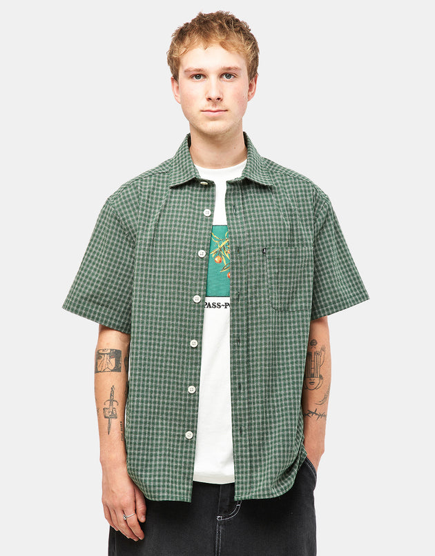 Pass Port Workers Check S/S Shirt - Green