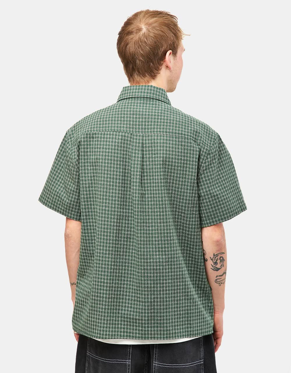 Pass Port Workers Check S/S Shirt - Green