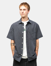 Pass Port Workers Check S/S Shirt - Navy