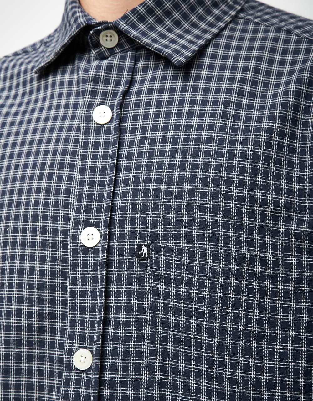 Pass Port Workers Check S/S Shirt - Navy