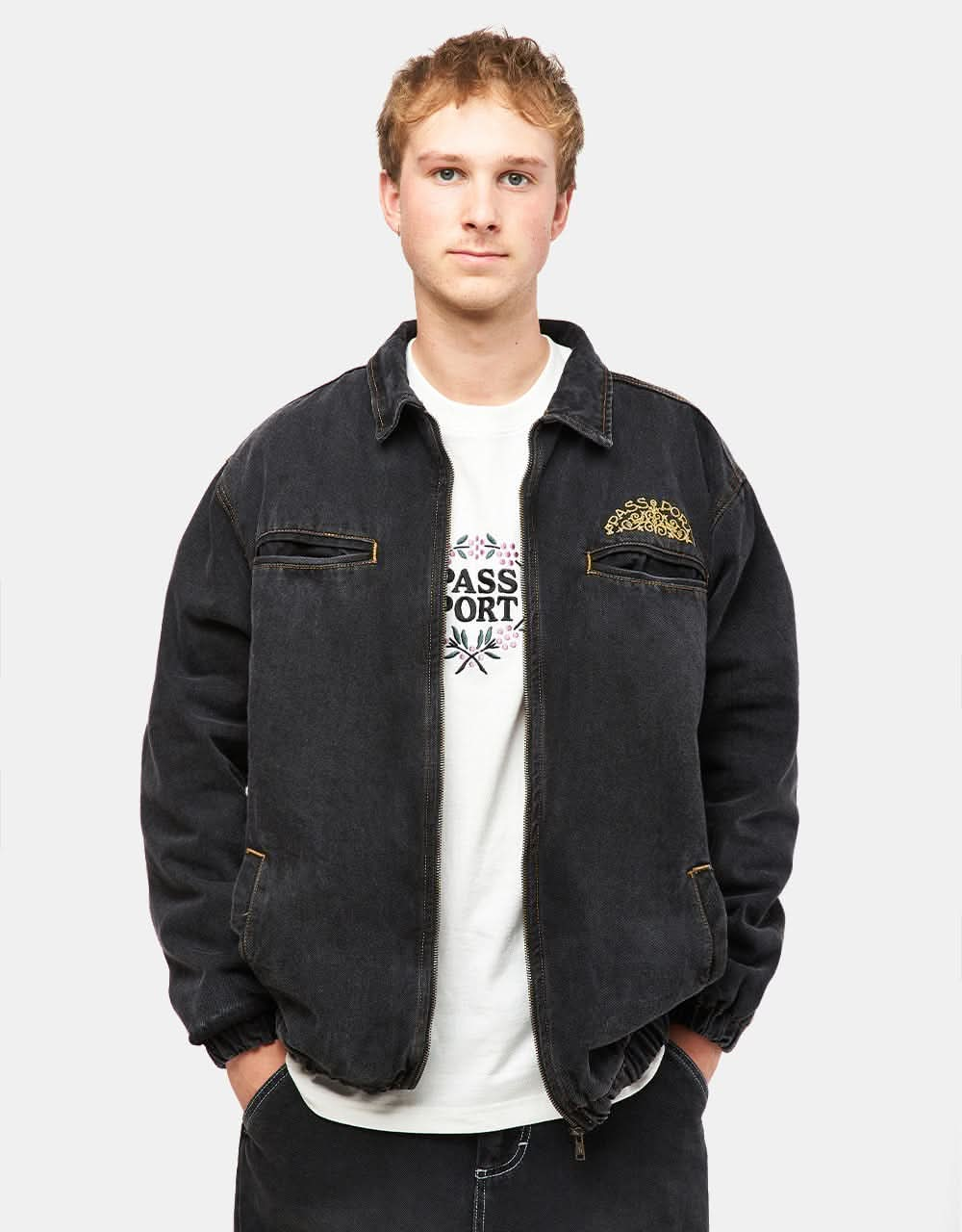 Pass Port Vineyard Birds Denim Delivery Jacket - Washed Black