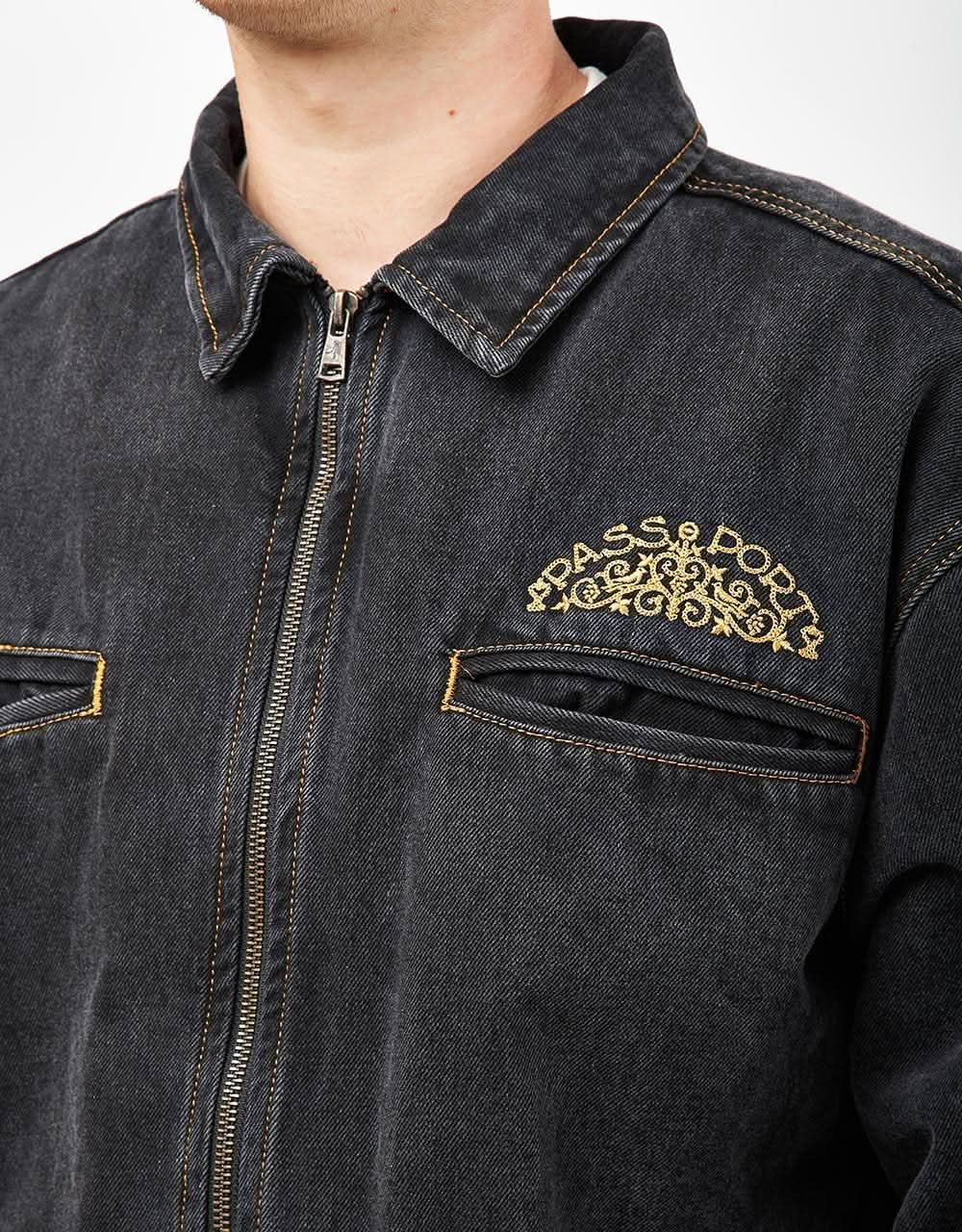 Pass Port Vineyard Birds Denim Delivery Jacket - Washed Black