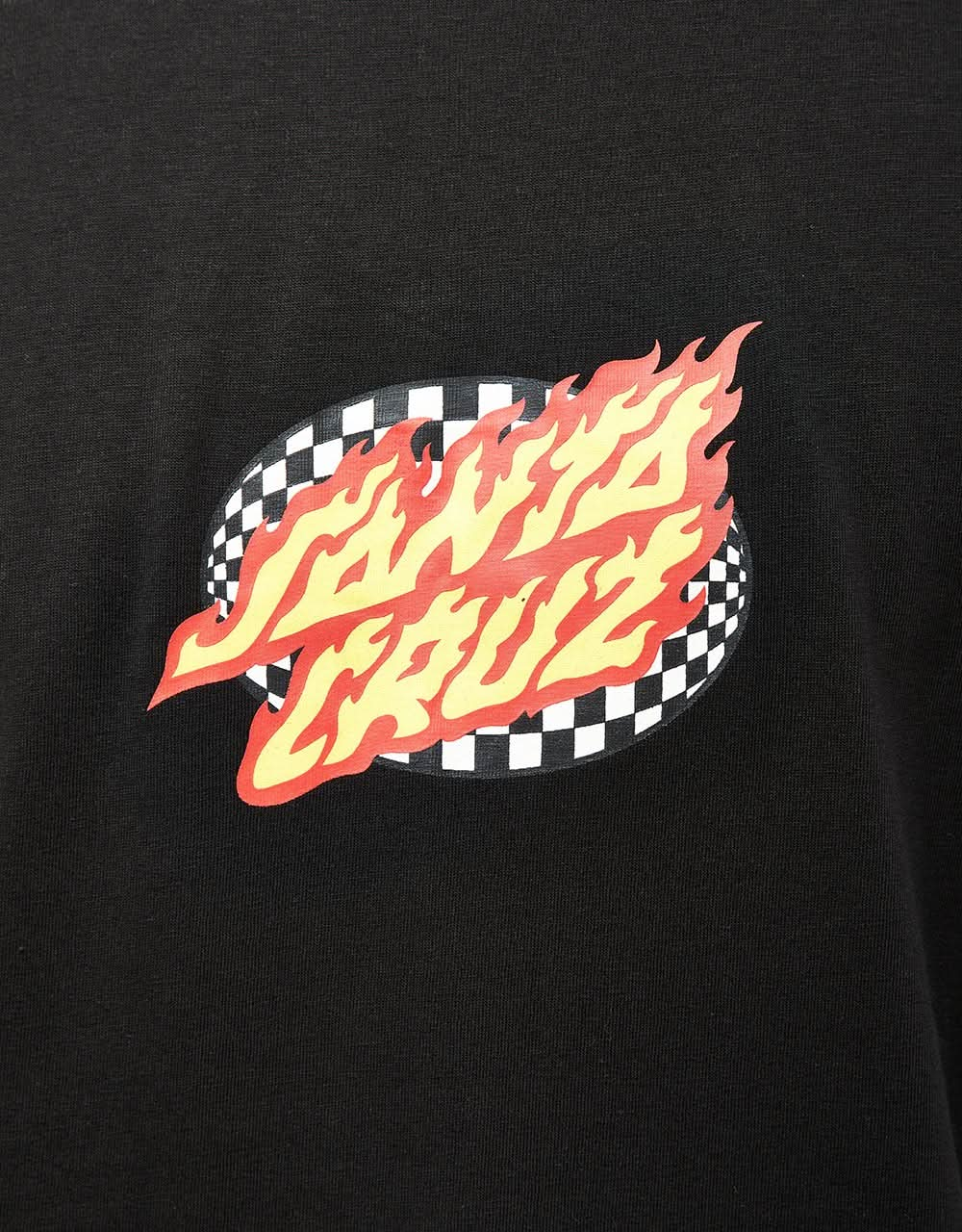 T-shirt à carreaux ovales Santa Cruz avec flamme sur le devant - Noir