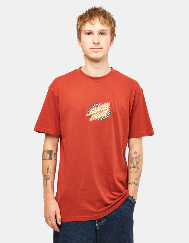 Santa Cruz Oval Check Flame Front T-Shirt - Dark Rust