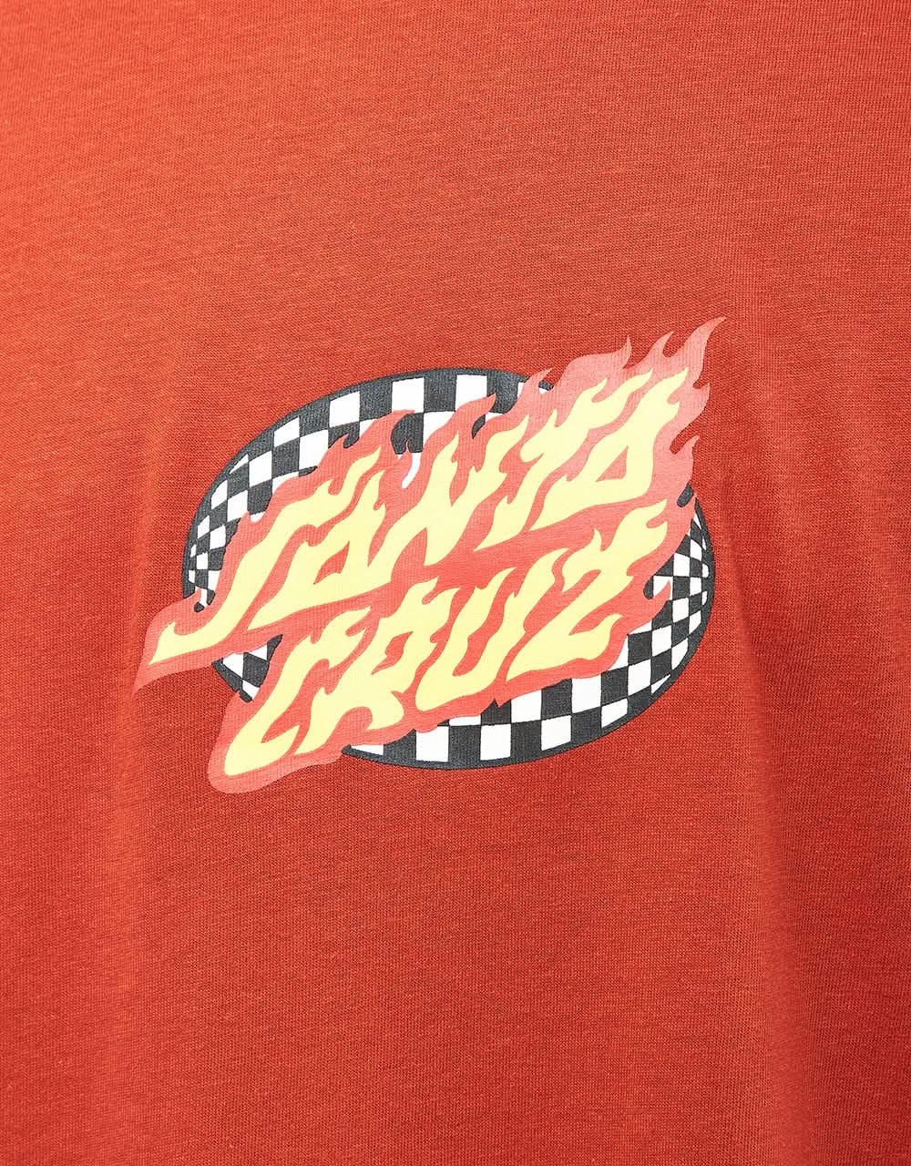 Santa Cruz Oval Check Flame Front T-Shirt - Dark Rust