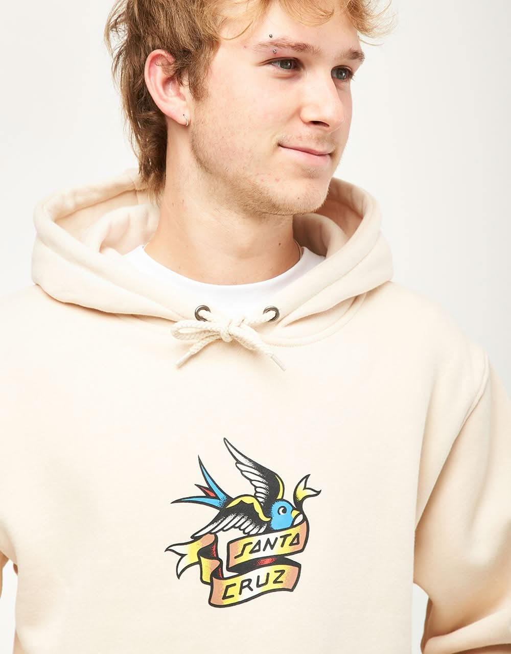 Santa Cruz Sommer Sparrow Front Pullover Hoodie - Chalk