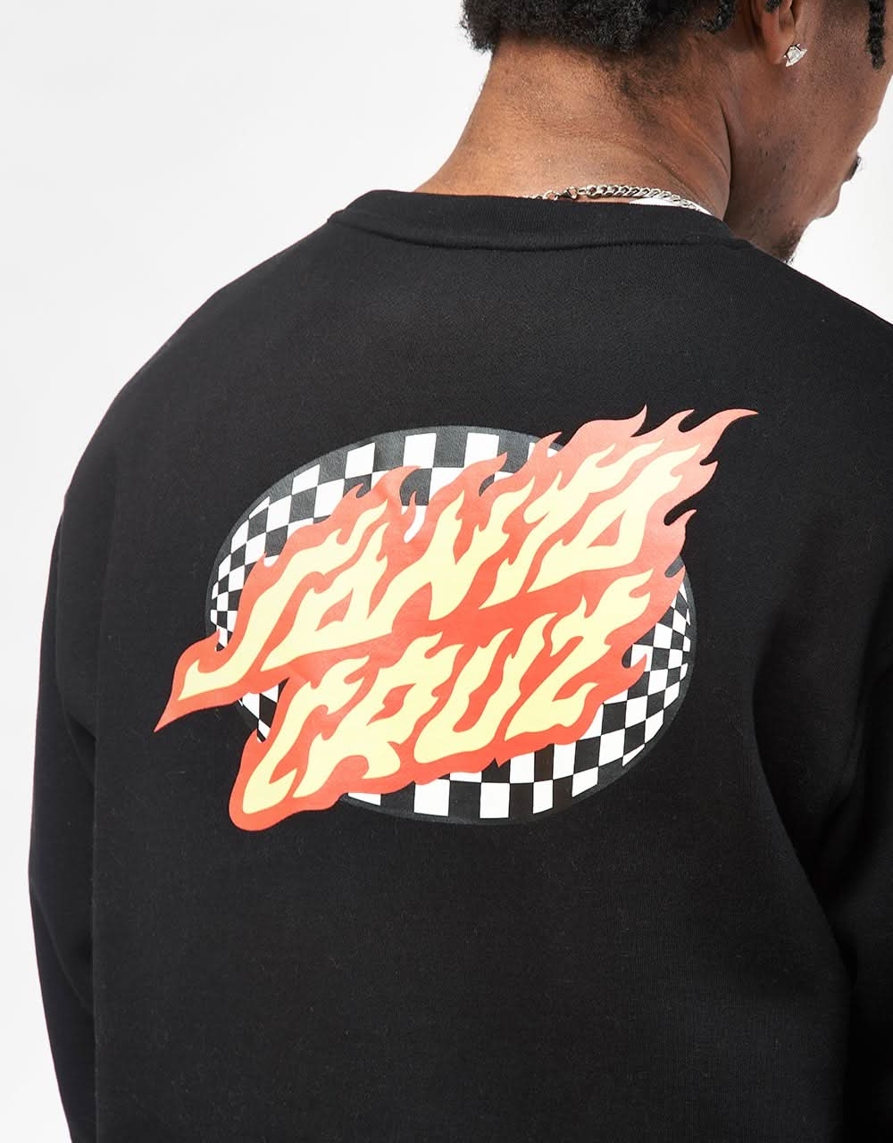 Santa Cruz Oval Check Flame Crew - Black