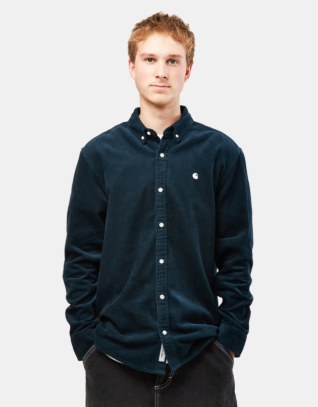 Carhartt WIP L/S Madison Cord Shirt - Duck Blue/Wax