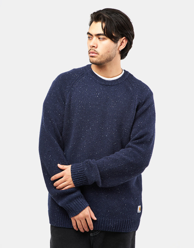 Carhartt WIP Anglistic Sweater - Speckled Air Force Blue