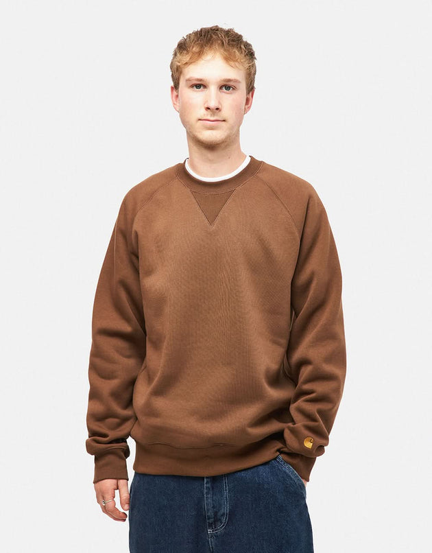 Sweat Carhartt WIP Chase - Chocolat/Or