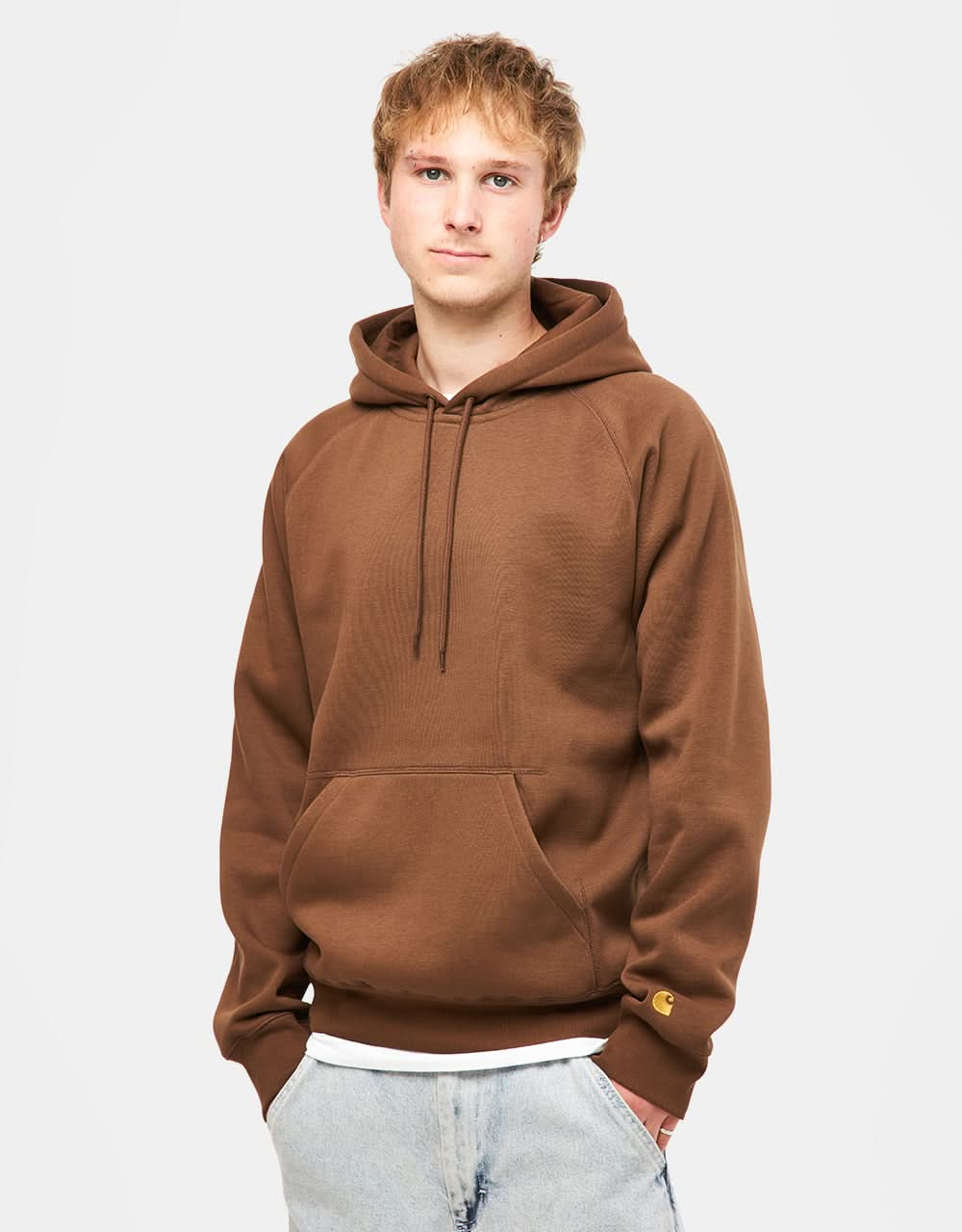 Carhartt WIP Hooded Chase Sweatshirt - Chocolate/Gold