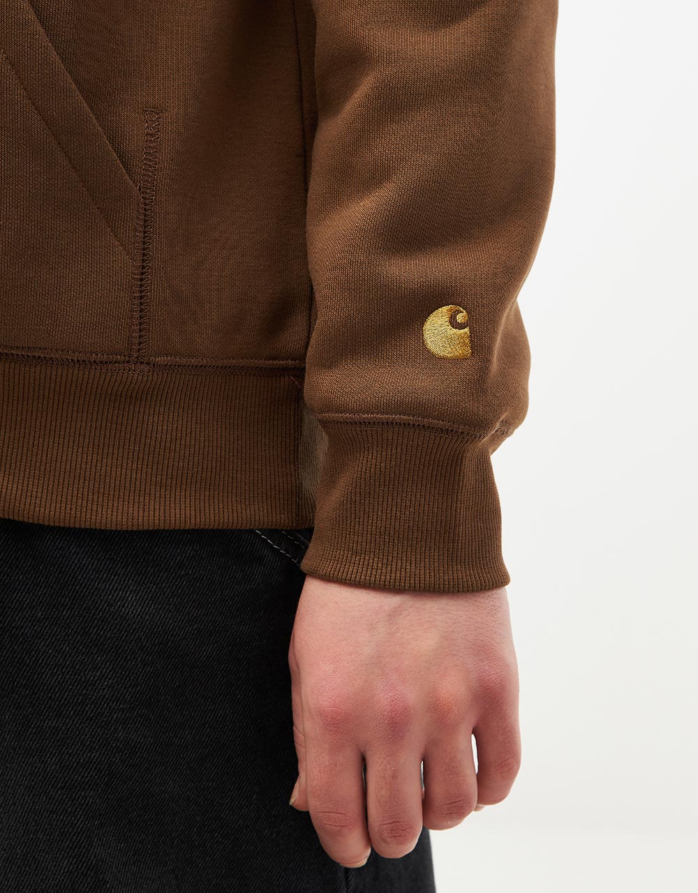 Carhartt WIP Hooded Chase Sweatshirt - Chocolate/Gold