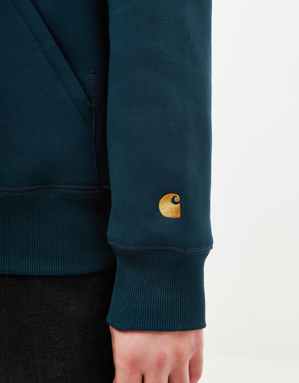 Carhartt WIP Hooded Chase Sweatshirt - Duck Blue/Gold