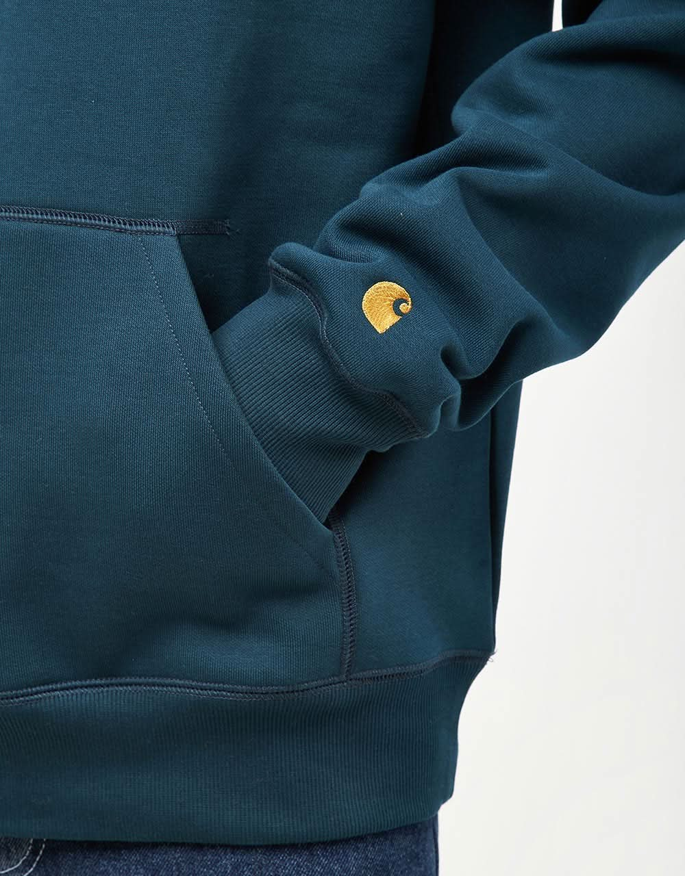 Carhartt WIP Hooded Chase Sweatshirt - Duck Blue/Gold