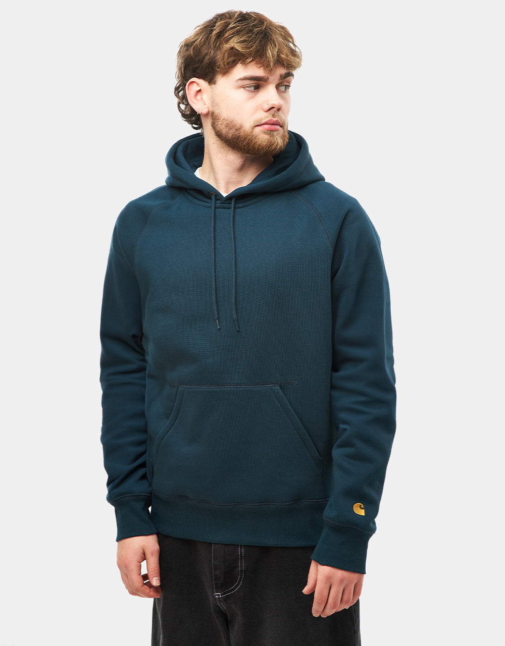 Carhartt WIP Hooded Chase Sweatshirt - Duck Blue/Gold