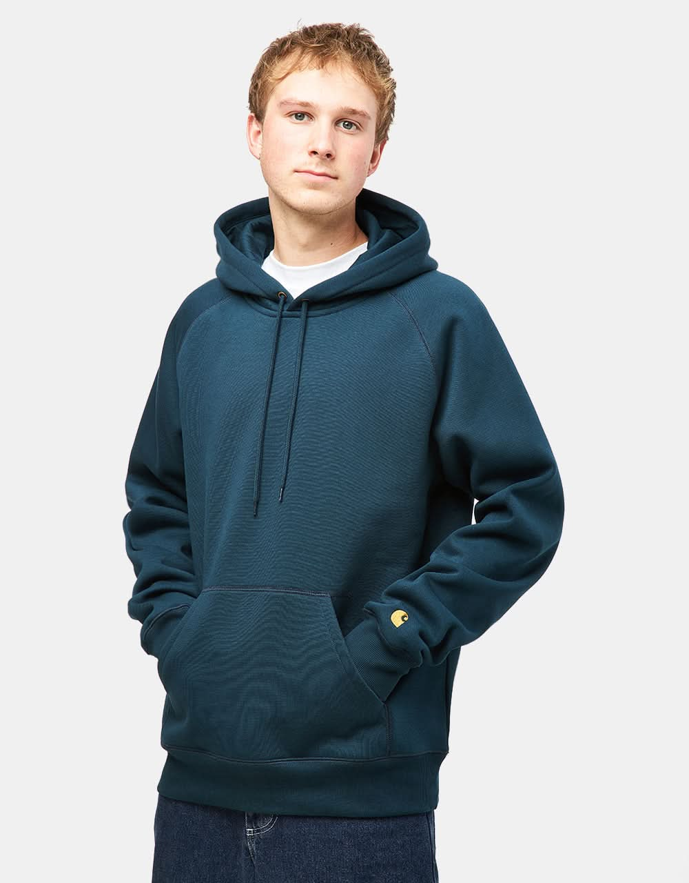 Carhartt WIP Hooded Chase Sweatshirt - Duck Blue/Gold