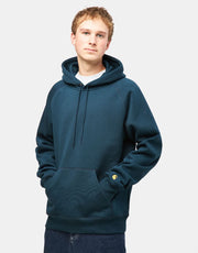 Carhartt WIP Hooded Chase Sweatshirt - Duck Blue/Gold