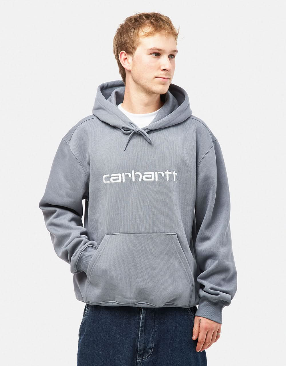 Carhartt WIP Hooded Carhartt Sweatshirt - Dove Grey/Wax