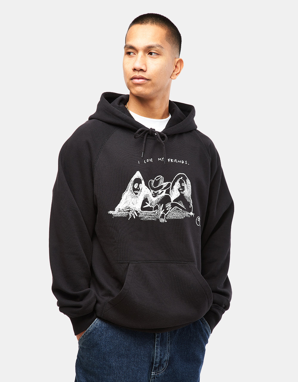 Carhartt WIP Hooded Pepe Friends Sweatshirt - Black/White