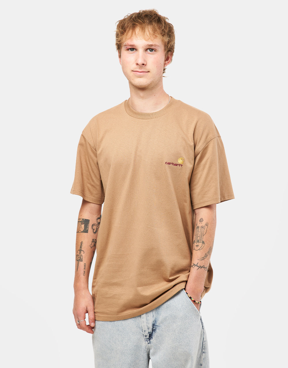 T-shirt Carhartt WIP American Script - Cacahuète