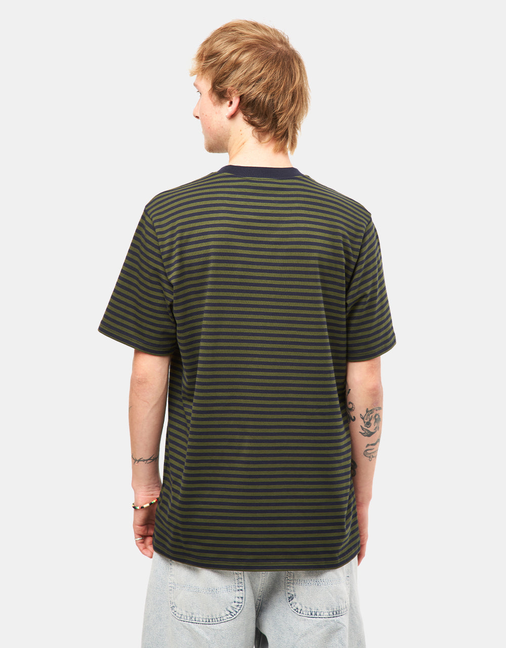 T-shirt Carhartt WIP Verner Pocket - Righe Verner/Blu scuro/Verde ufficio