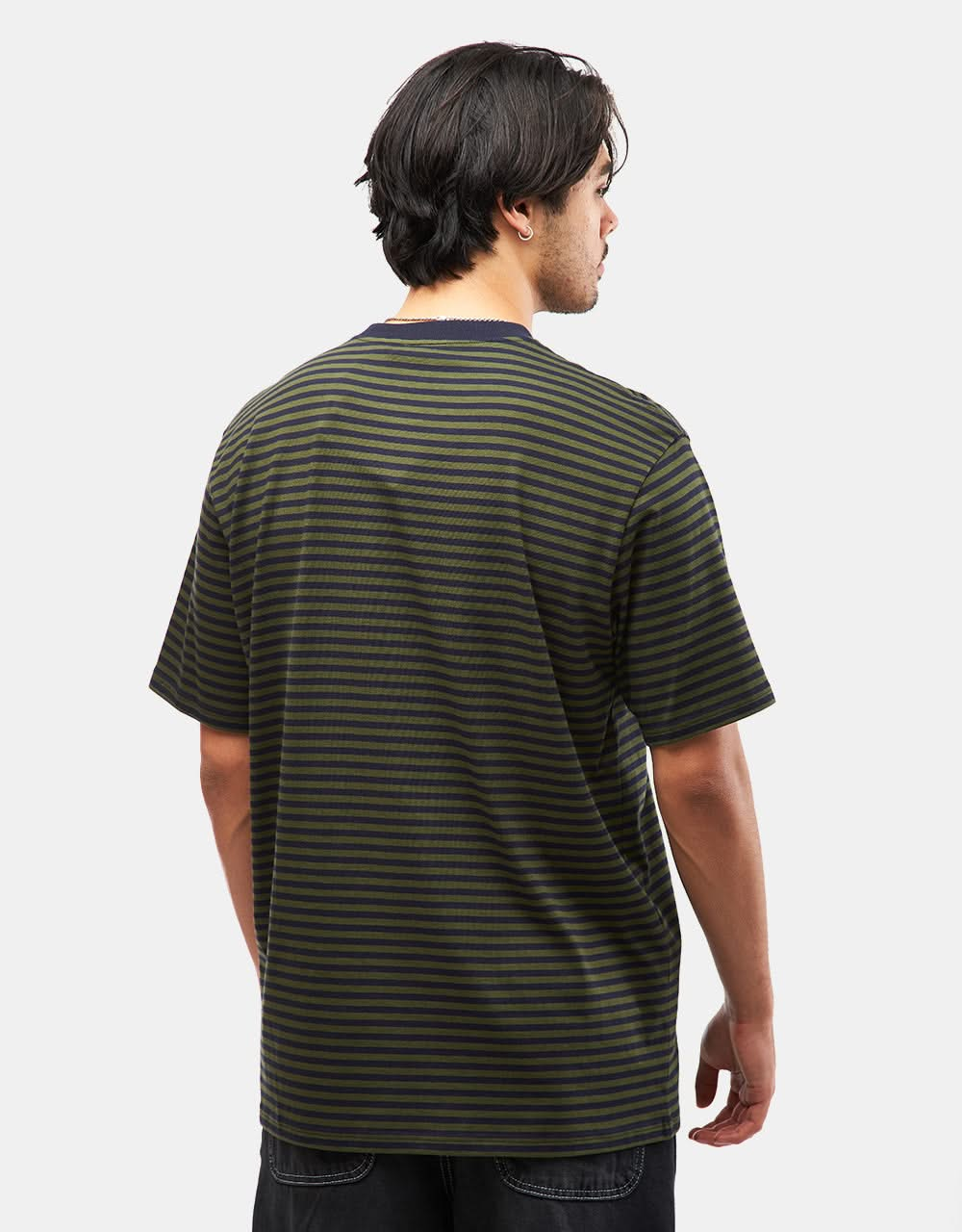 Carhartt WIP Verner Pocket T-Shirt - Verner Stripe/Dark Navy/Office Green