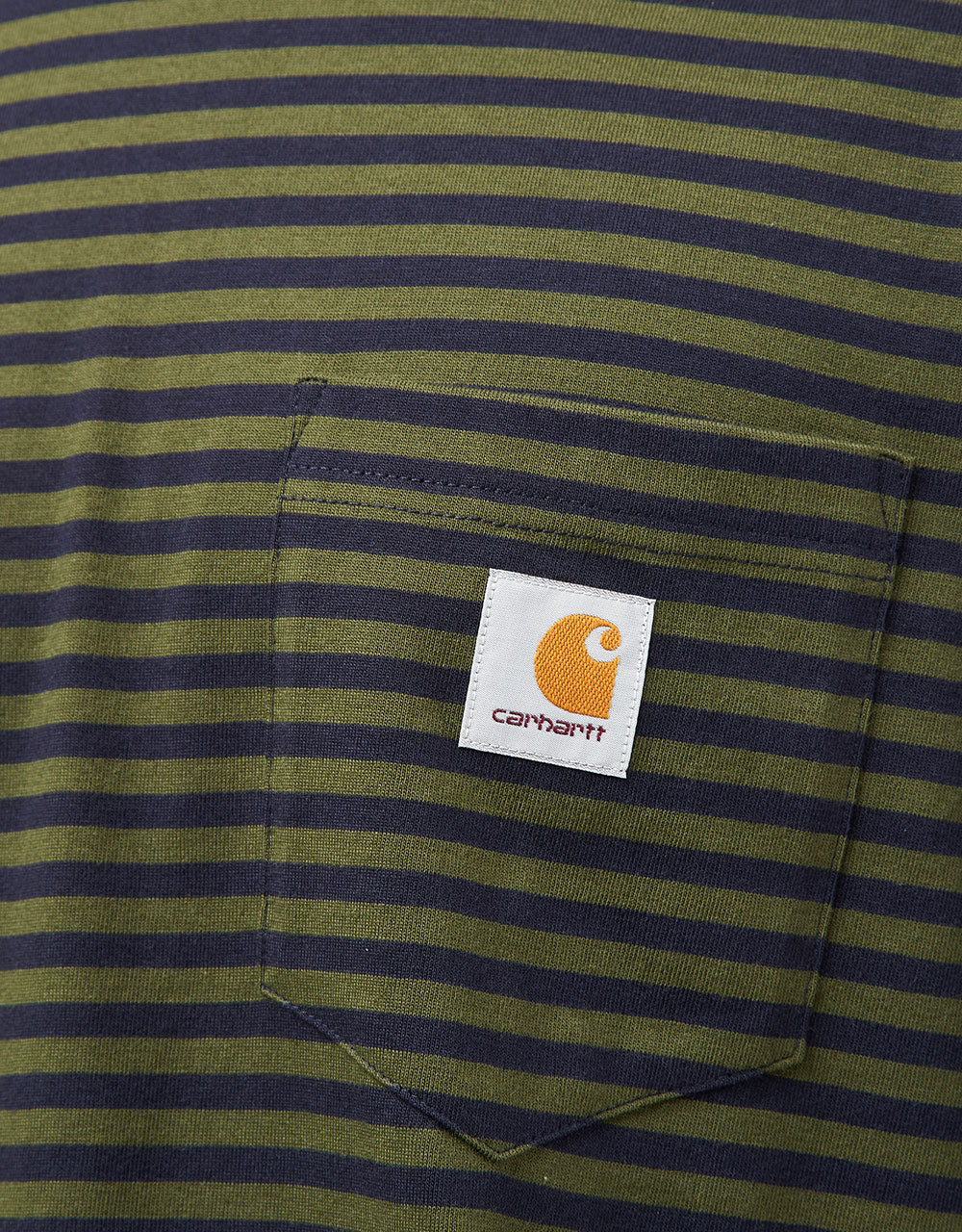 Carhartt WIP Verner Pocket T-Shirt - Verner Stripe/Dark Navy/Office Green