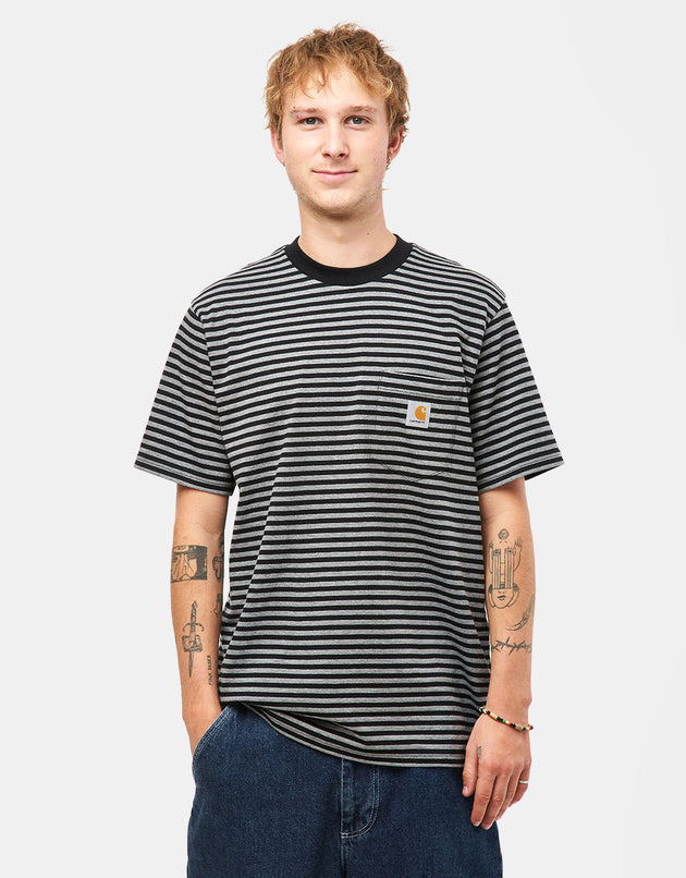 T-shirt Carhartt WIP Verner Pocket - Verner Stripe/Nero/Grigio scuro Erica