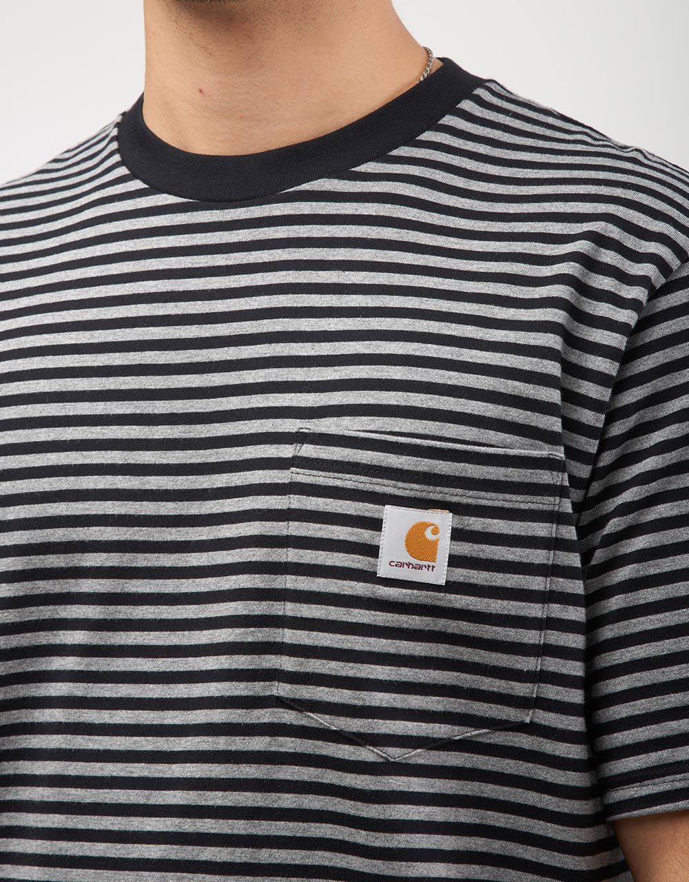 Carhartt WIP Verner Pocket T-Shirt - Verner Stripe/Black/Dark Grey Heather