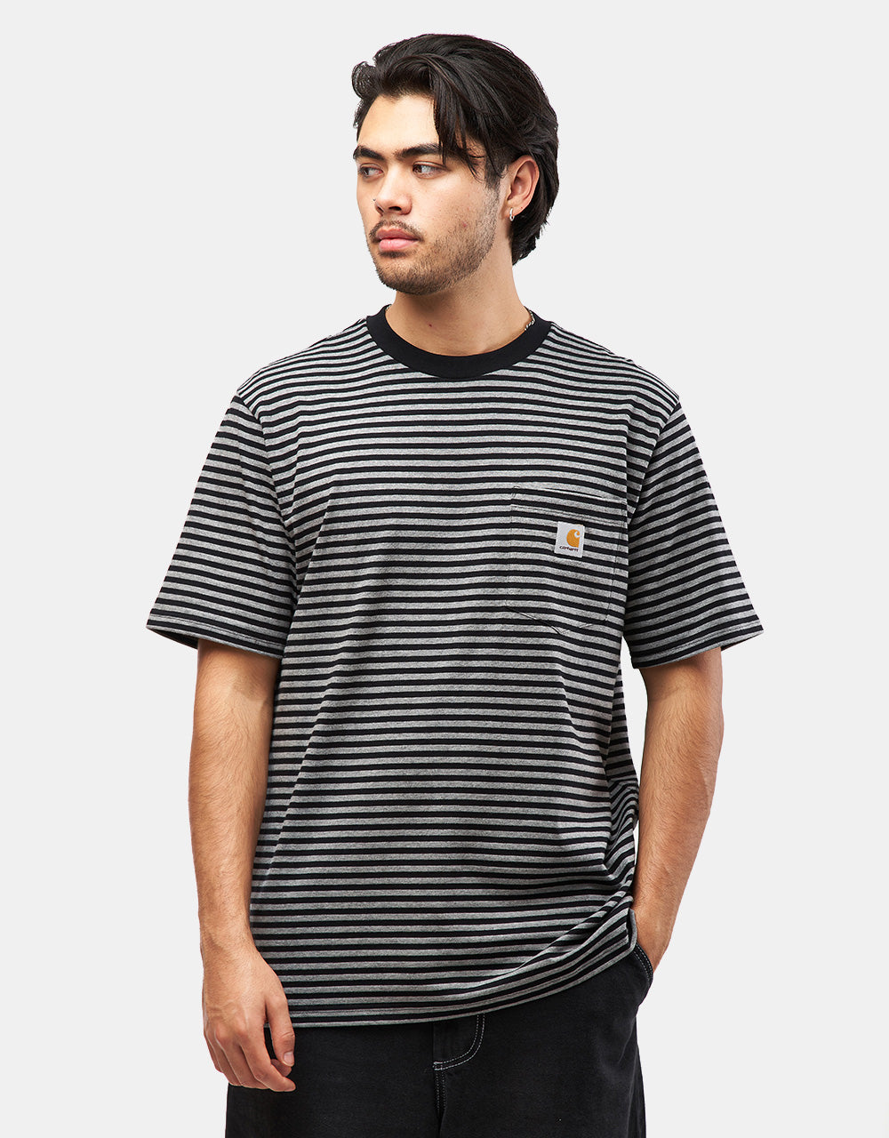 Carhartt WIP Verner Pocket T-Shirt - Verner Stripe/Black/Dark Grey Heather