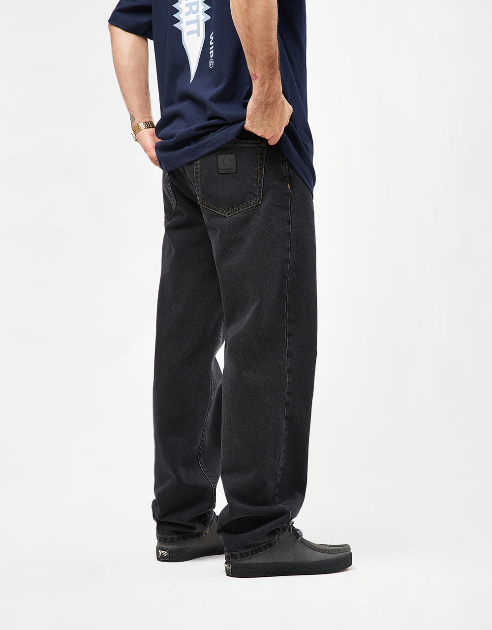 Carhartt WIP Aaron Pant - Black (Stone Washed)